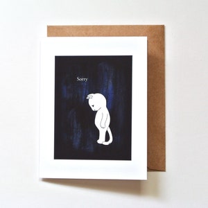 Carte désolé chat, excuses sincères, carte désolé chaton mignon, carte Veuillez me pardonner, carte désolé sérieux, cadeau pour amoureux des chats, portrait de chat triste, MiKa