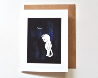 Sad Cat Sorry Card, Sincere Apology, I'm Sorry Card, Please Forgive Me Card, Serious Sorry Card, Cat Lover gift, My Bad, I screwed up, MiKa