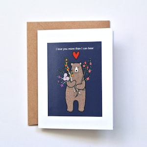 Carte ours, carte unique de fête des mères, carte Je t'aime, carte de jeu de mots animal mignon, carte d'anniversaire, carte de femme, anniversaire de petite amie, ours et lapin