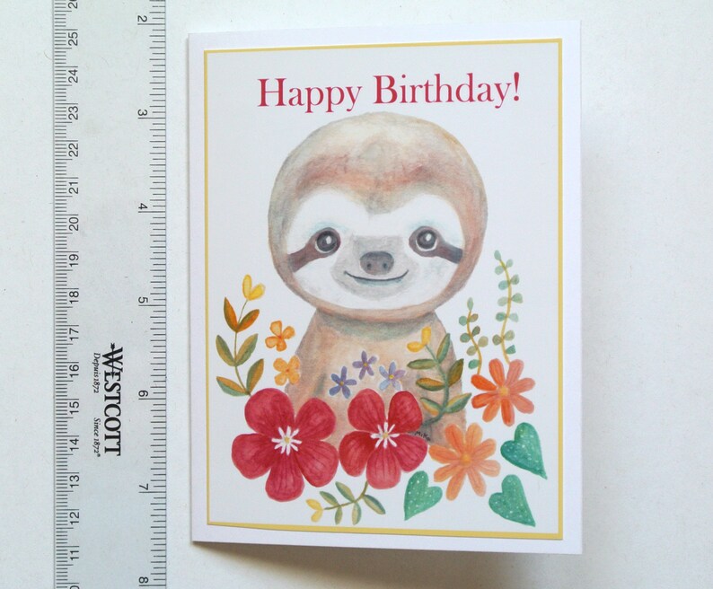 Sloth Birthday Card Funny Sloth Birthday Card Happy Birthday Etsy