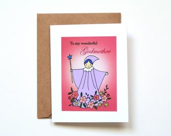 Mothers Day Card for God Mother, Godmother gift, Thank you card for Women Like Mom, Custom Message Card, Fairy godmother, Gift for her, MiKa