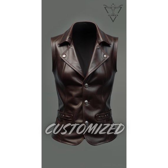 Handmade Brown Leather Vest: Women's Customized Genuine Leather