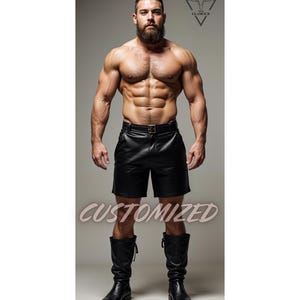 Men Handmade Customized 100% Genuine Black Leather Shorts For Men