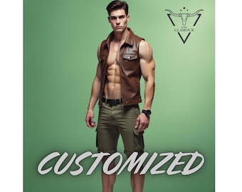 Handgefertigte Braune Lederweste für Männer - Custom Fit