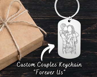 Valentine's Day Gift, Gift For Her, Gift For Him, Forever Us-Couples Keychain - Personalized Couple Engraving with Custom Text