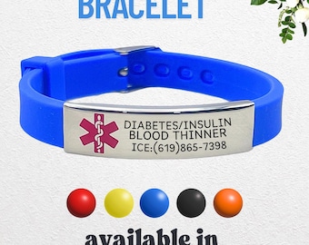 Personalized Medical ID Bracelet – Engraved Silicone Alert Bracelet
