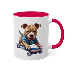 Colorful 3d Bulldog Puppy Mug, Skateboard Happy bulldog Coffee Cup, Animal Lover Gift, Cool Cups, Cute Bulldog Mugs,