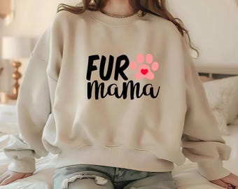 Fur Mom Paw  Sweatshirt, Fur Mom Sweatshirt, Fur Lover Sweater, Pet Lover Crew Sweater, Fur Mom, Dog Mama, Fur Lover Sweater