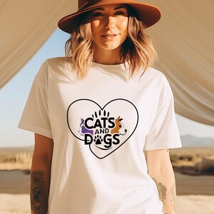Cat and Dog Heart Beat Shirt, Cat Dog Lovers Shirt, Animal Lover Shirt, Animal Shirt,Funny Animal Shirt,Cat And Dog Lover,Cute Cat Dog Shirt