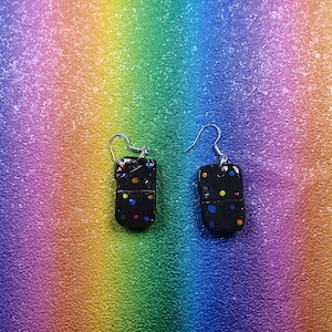 Cosmic Brownie Earrings brownie dessert chocolate rainbow chips cute design handmade perfect gift nostalgic art