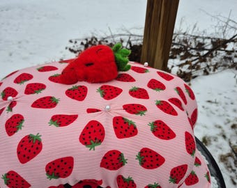 Cosplay strawberry hat. 80's Strawberry shortcake style retro hat. Perfect for Cosplay and Halloween handmade strawberry costume hat