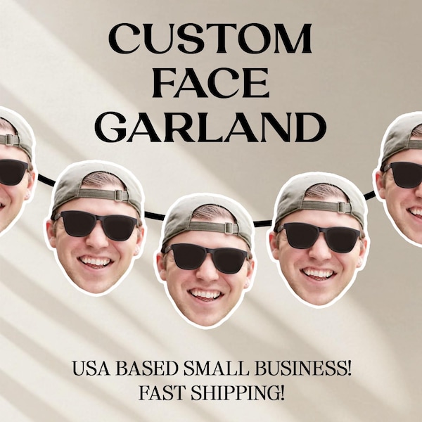 Benutzerdefinierte Gesichtsgirlande Banner | Große Kopfausschnitte für Bachelorette, Party Photo Prop, personalisiertes Gesicht auf Banner, benutzerdefinierte Partydekoration