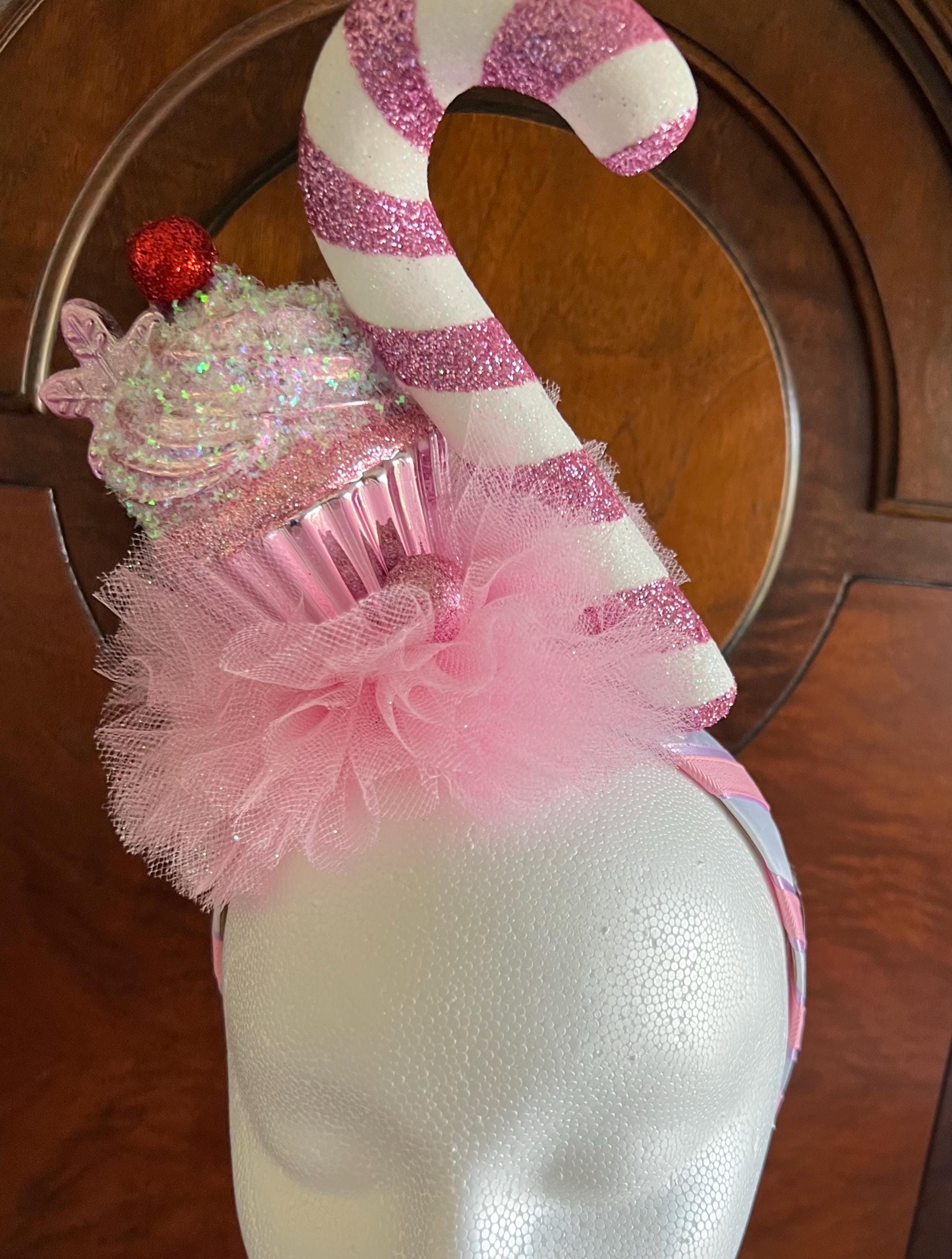 Holiday Cupcake and Candy Cane Headband 