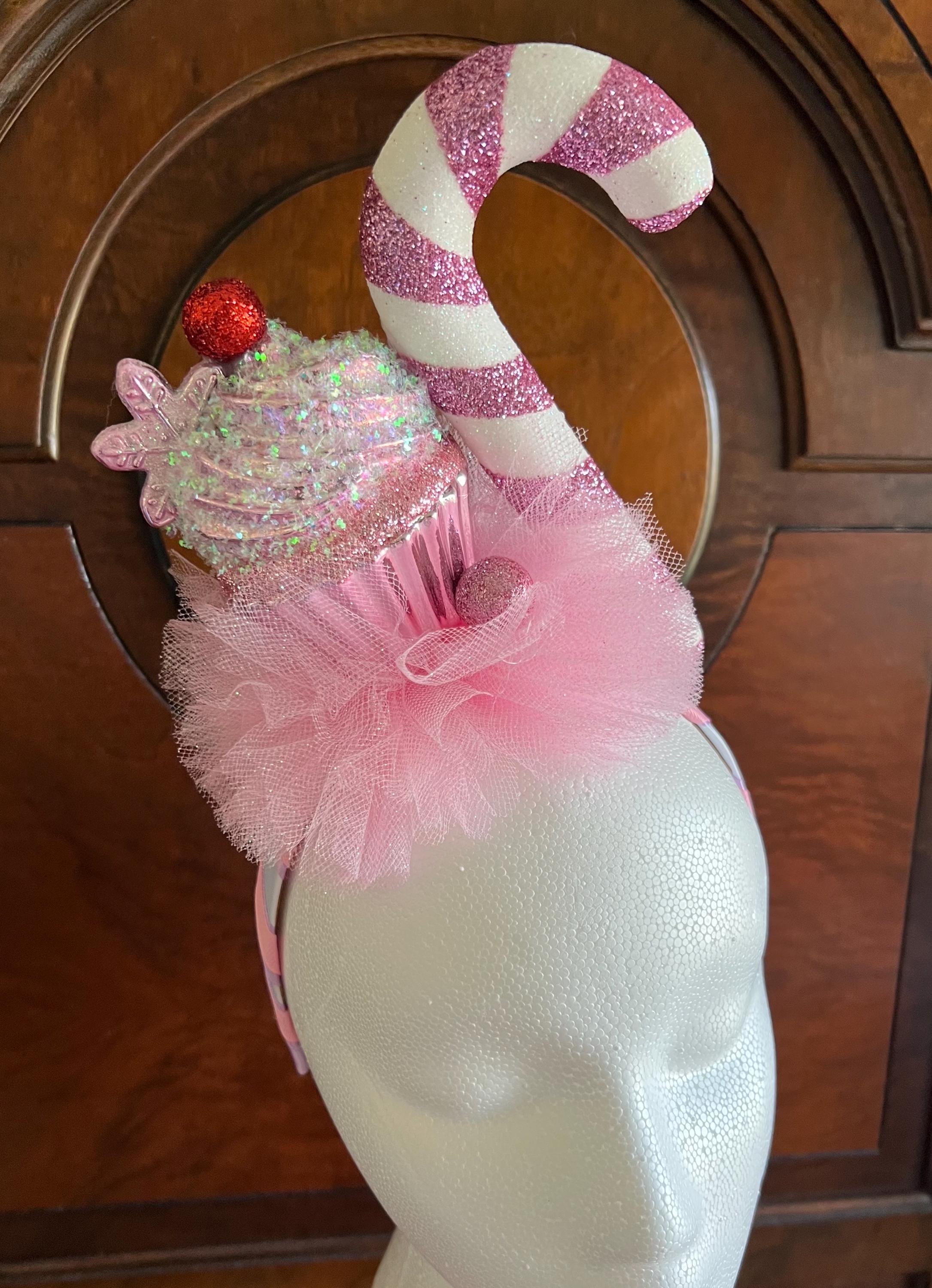 Holiday Cupcake and Candy Cane Headband 