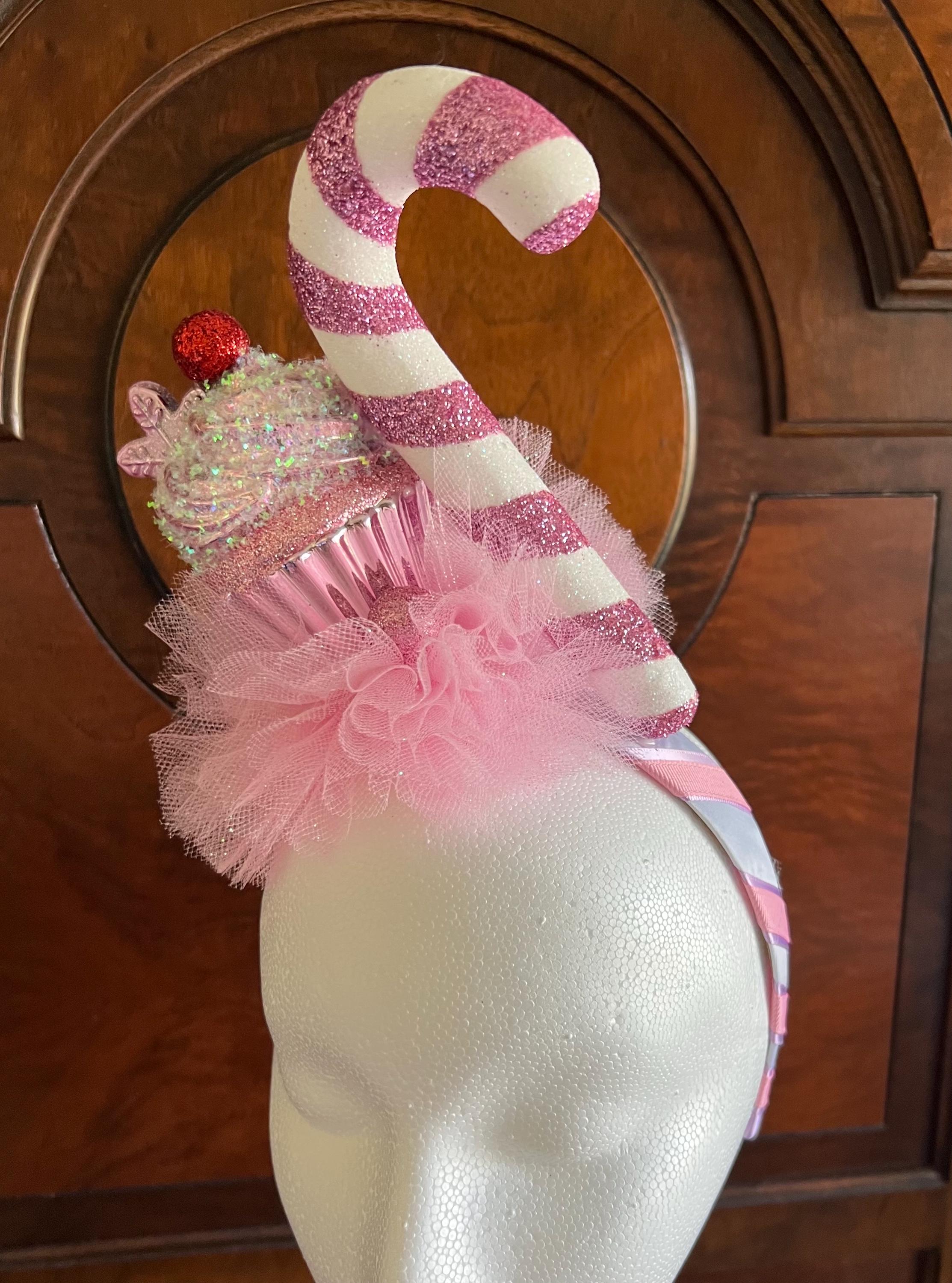 Holiday Cupcake and Candy Cane Headband 