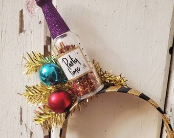 Champagne Bottle Fascinator Headband - New Year's Eve - Christmas or Holiday Party - Bachelorette - Birthday - Mardi Gras - Las Vegas