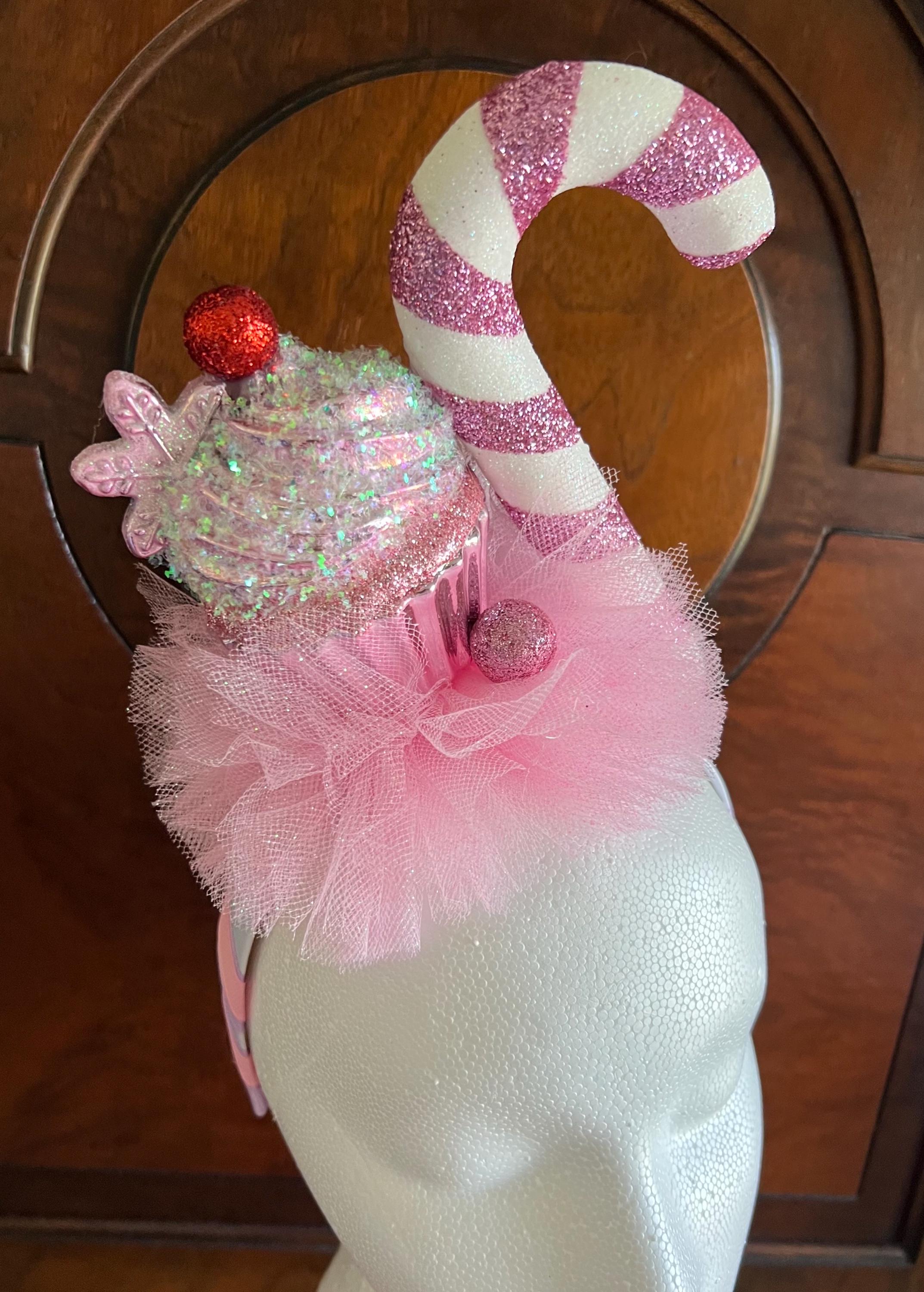 Holiday Cupcake and Candy Cane Headband 