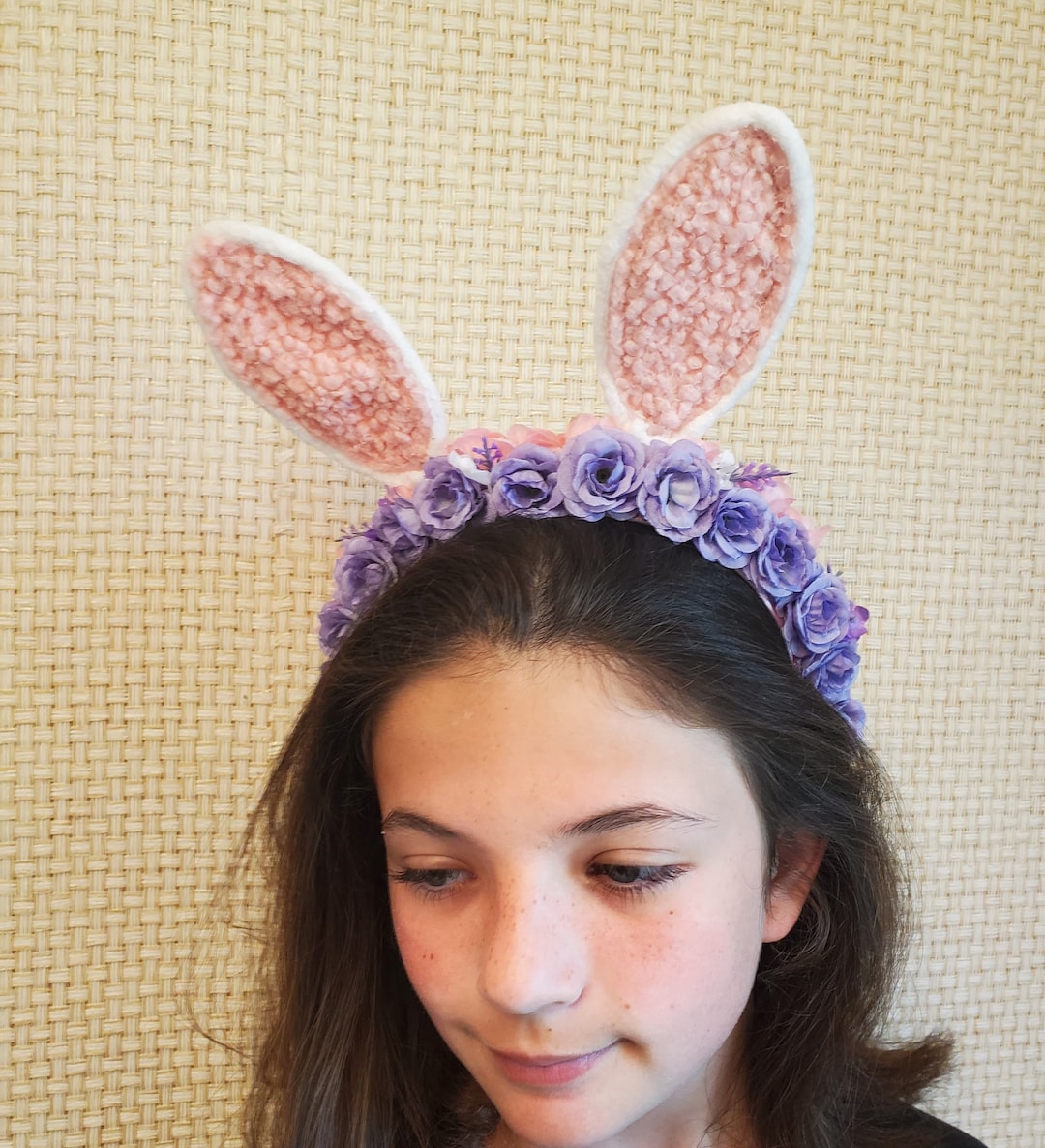 Bunny Ears and Floral Headband Easter Headband Spring Headband Easter