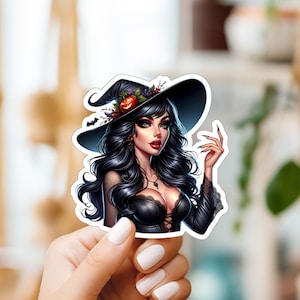 Sticker - Sexy Halloween Witch Sticker, Halloween Decor, Goth Sticker, Phone Case Decal, Trick or Treat Gift, Witch Hottie Laptop Sticker