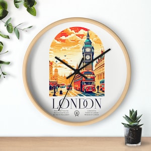 London Skyline Wall Clock, Vintage Clock, Home Decor, Gift for Travelers, London Themed Wall Art, Unique Clock Design, Timeless Gift