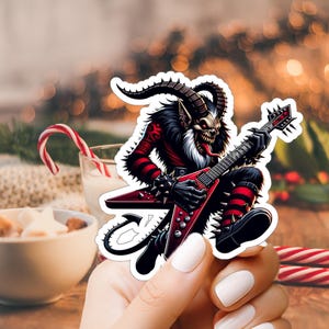Adesivo Rockin&#39; Krampus Kiss-Cut, diavolo di Natale, decalcomania anti Babbo Natale, decorazione per laptop natalizia, decalcomania in vinile gotica natalizia
