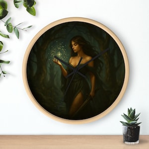 Enchanting Witch Wall Clock - Mystical Home Decor, Fantasy Timepiece, Unique Gift for Witchy Vibes, Timeless Art Piece, Perfect for