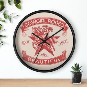 Cowgirl Rodeo Wall Clock | Rustic Home Decor, Equestrian Gift, Country Living, Western Theme, Unique Wall Art