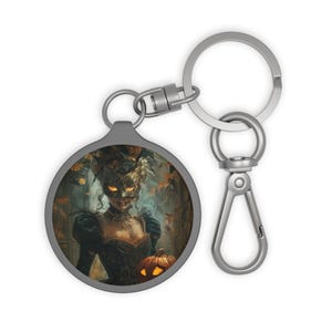 Keychain - Halloween Keychain, Goth, Witch, Halloween Witch Masquerade - Halloween Themed Keychain Keychain Keyring Tag School Bag Tag Charm