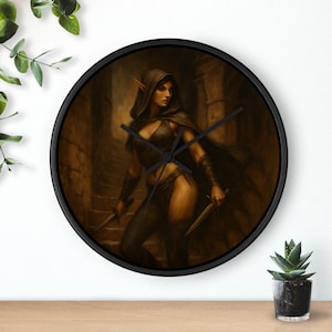 Fantasy Adventurer Wall Clock, Home Decor for Gamers, Unique Gift for Dungeons & Dragons Fans, Gothic Wall Art, Fantasy Art