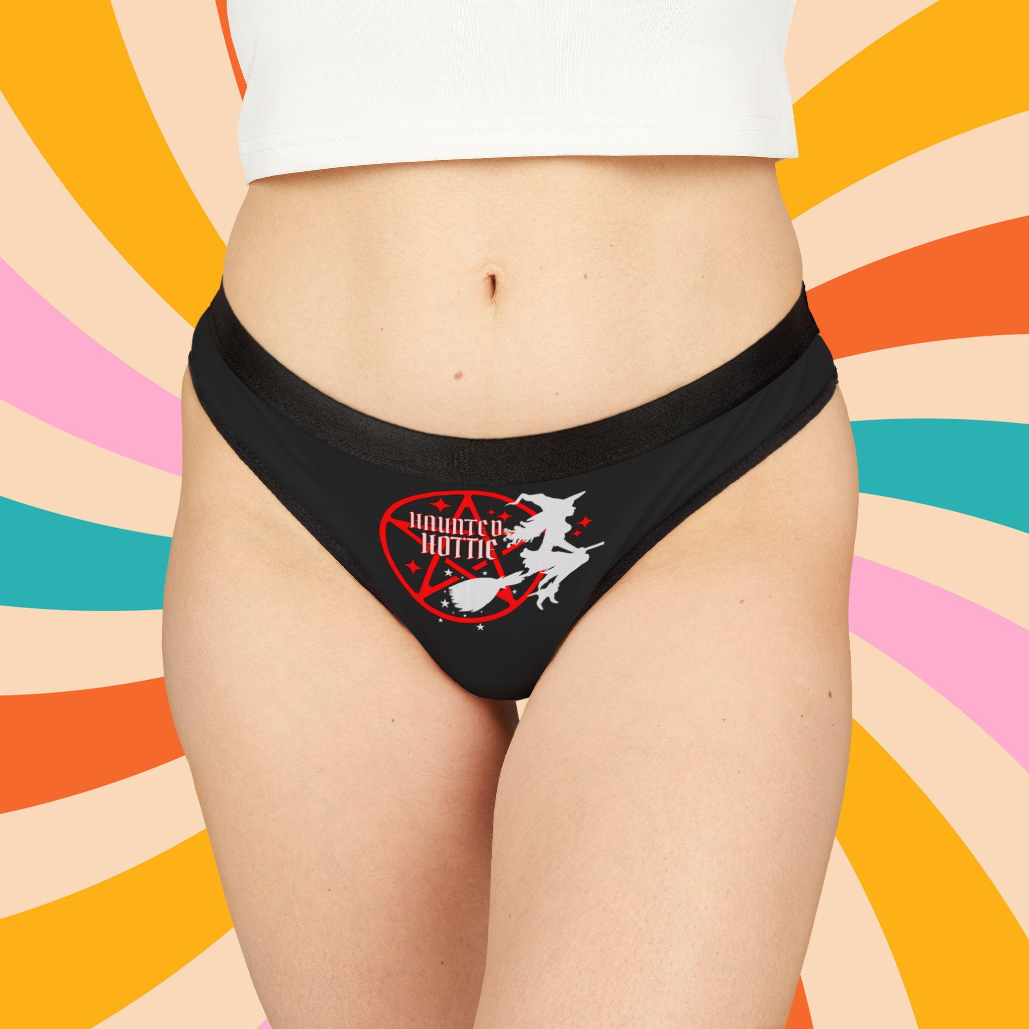 Thong - Haunted Hottie Thong | Bachelorette Party Gift | Halloween Thong | Bride Underwear| Honeymoon Outfit Pentagram Thong Witch Thong