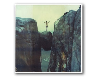 Standing on the Rock, Norway, Old Polaroid, SX70, Polaroid Photography, Kjerag, Boulder, Norwegian Fjords, SX 70, Original