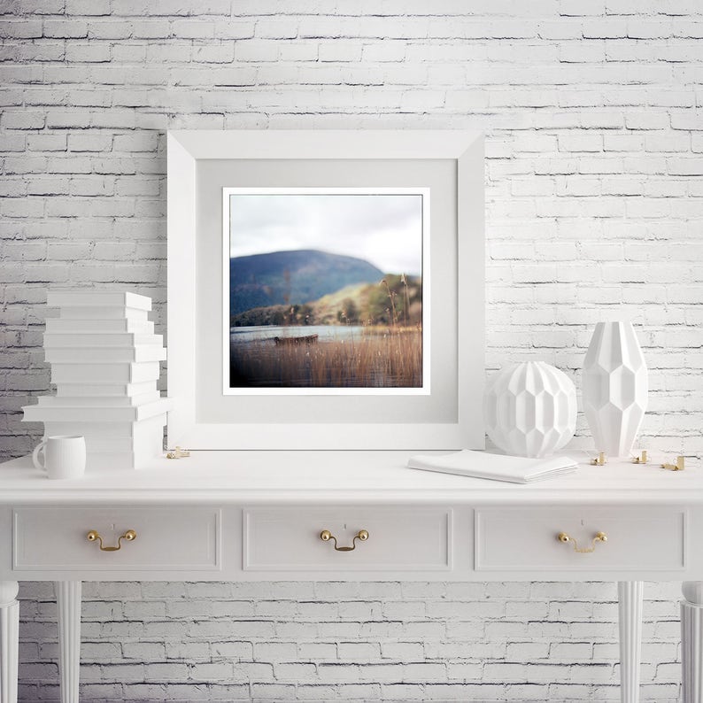 Lake In Ireland, Boat on Lake, Mountains, Nature, Ireland Photography, Kerry, Ring Of Kerry, Fishing, Lake, Collectible, Square, Home, Zen image 3