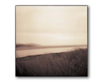 Poetic Seaside Picture From Malahide, Ireland, Whimsical, Landscape, Photography, Art Print, Sepia, Square, Home, Meditation, Brown, Beach