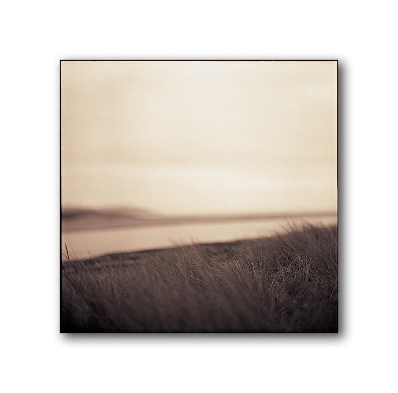 Poetic Seaside Picture From Malahide, Ireland, Whimsical, Landscape, Photography, Art Print, Sepia, Square, Home, Meditation, Brown, Beach image 1