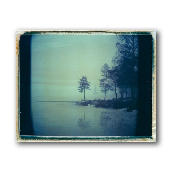 Norway Landscape Photography, Eerie Misty Lake, Polaroid Fine Art Print