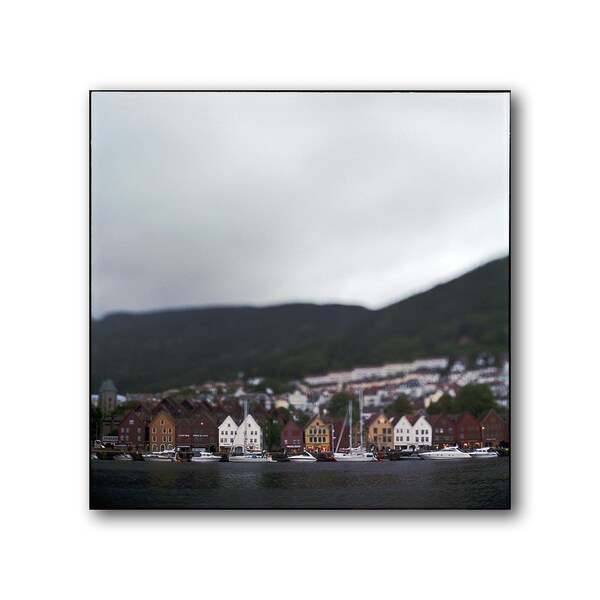 Rainy morning in Bergen, Norway, Old town, Photography Print, Poster, Old Wooden Houses in Bergen, UNESCO, Hanseatic port of Bergen Norway