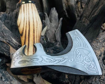 Personalized Norse Hatchet, Engraved Blade, Leather Handle, Groomsmen Gift, Viking Anniversary Gift