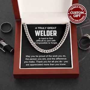 Collier de soudeur - cadeau pour soudeur, collier cubain de remerciement pour soudeur, cadeau d'appréciation pour soudeur, cadeau de retraite pour soudeur, cadeaux de soudeur