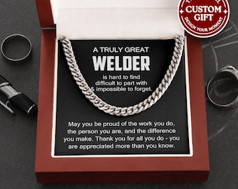 Welder Necklace - Gift for Welder, Thank You Welder Cuban Necklace, Appreciation Gift for Welder, Retirement Gift for Welder, Welding Gifts