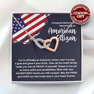 New American Citizen Necklace - Gift for New US Citizenship, American Naturalization Ceremony Gift, Immigrant Citizenship Congratulations