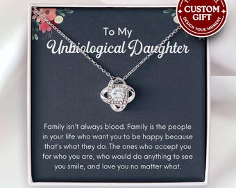 Unbiological Daughter Necklace - Gift for Stepdaughter, Step Daughter Birthday Gift, Bonus Daughter, Foster Daughter, Adopted Daughter Gift