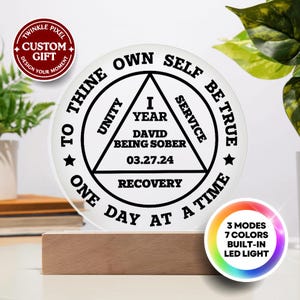 Sober Anniversary Circle Plaque - Personalized 1 2 Year Sobriety Gifts, New Beginnings, Addiction Recovery, 1 Year Sober Gift