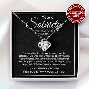 Sobriety Anniversary Necklace - Sobriety Jewelry, 1 Year Sober Gift, Sober Anniversary, Addiction Recovery Sobriety Gift For Women