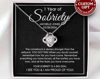 Sobriety Anniversary Necklace - 1 Year Sober Gift for Women, Addiction Recovery Jewelry, Milestone Celebration Present