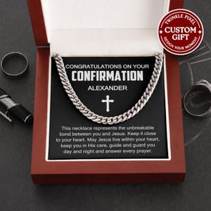 Personalized Confirmation Gift for Boys Jewelry - Catholic Confirmation Gift for Men, Confirmation Sponsor Gift, First Communion Necklace