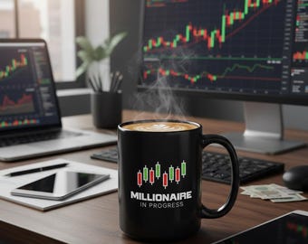 Stock Trader Kaffeetasse 15 Unzen schwarz - Millioner In Fortschritt Lustiges Trader Geschenk Börse Handel Makler Makler Mann Papa