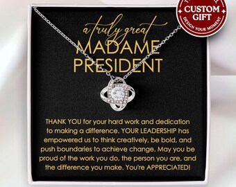 Madame President Necklace - Gift for Madame President, Thank You Madame President, Appreciation Gift for Madame President, Retirement Gift