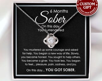 6 Months Of Sobriety Necklace Gift for Sobriety Anniversary, 6 Months Sober Gift for Women, Sober Anniversary, Recovery Jewelry, AA Gifts
