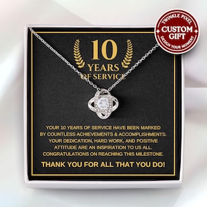 10 Year Work Anniversary Jewelry - Service Award Necklace, Company Corporate Gift, Staff Appreciation, Personalized 15 20 Years of Service