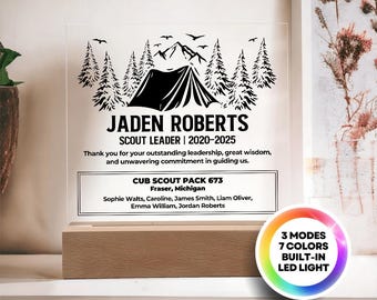 Scout Leader Light Up Plaque - Leadership Appreciation Plaque Gift for Scout Leader, Scout Leader Recognition Award Farewell Retired Gift A